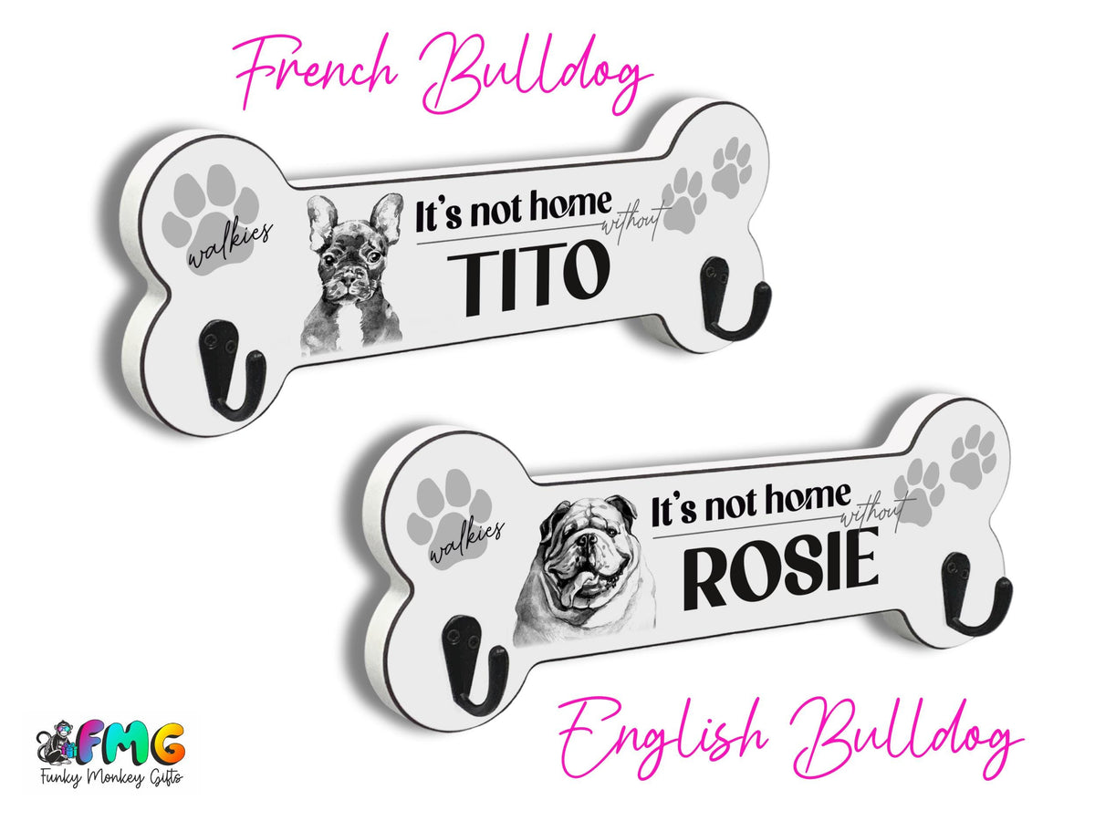 Personalised Name & Dog Breed | Bone Shaped Lead Hanger