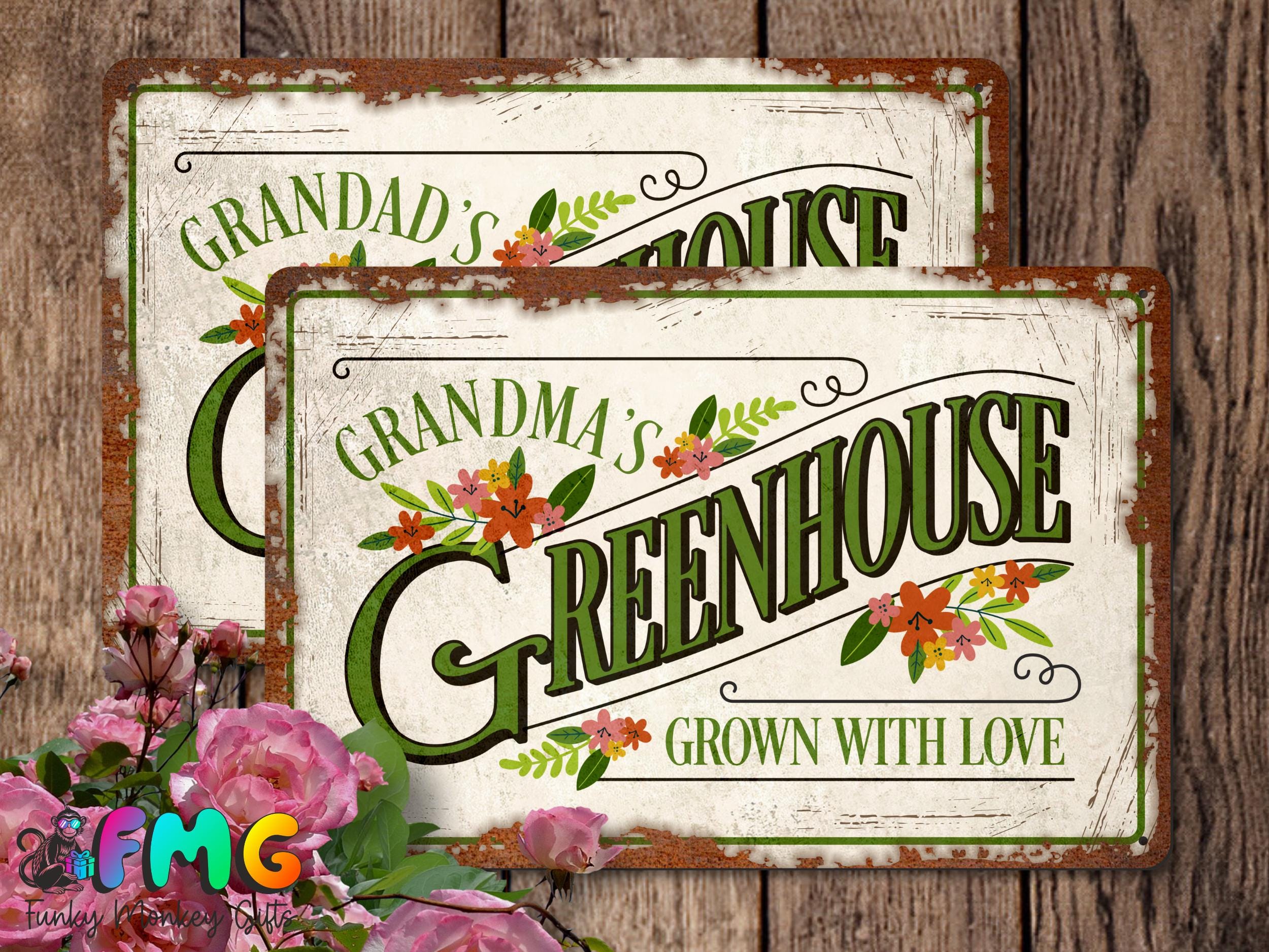 Grandma’s or Grandad’s Greenhouse | Rustic Effect Metal Sign