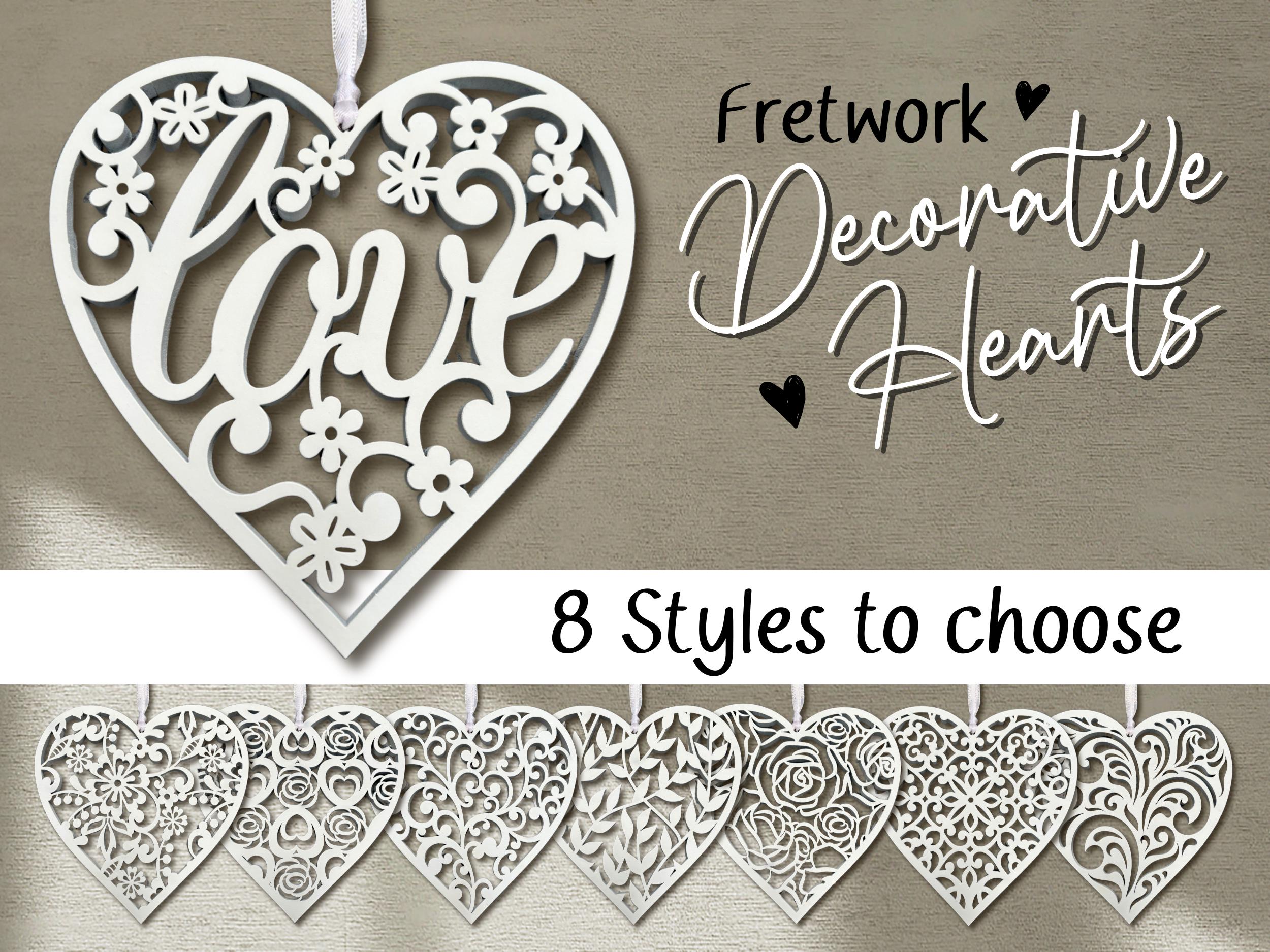 Fretwork Hearts | White Hanging Ornaments (Multiple choices)