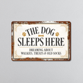 Dog Sleeps Here | Rustic Effect Metal Sign