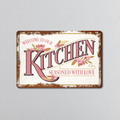 Welcome To Our Kitchen in Pink | Rustic Effect Metal Sign