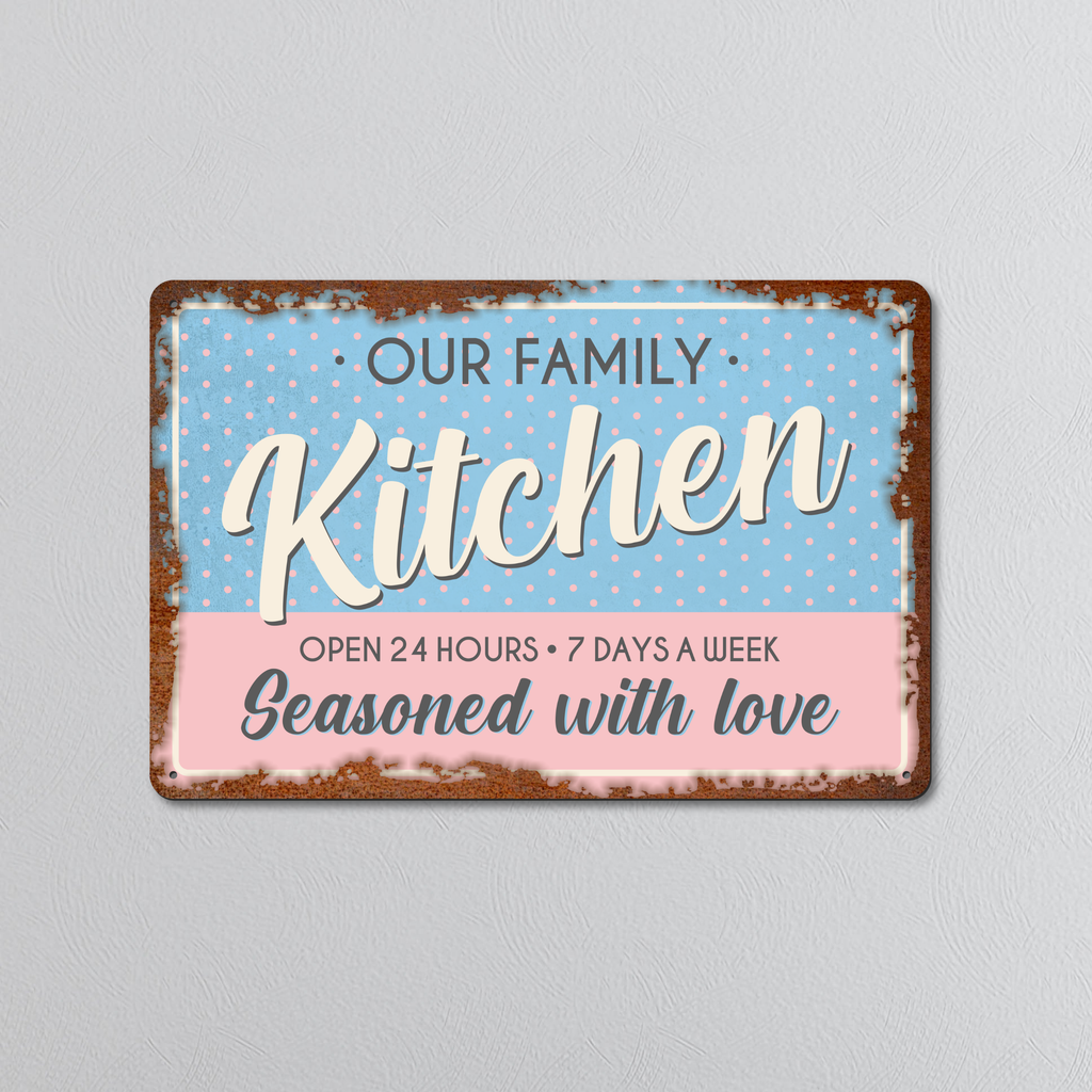 Our Family Kitchen | Rustic Effect Metal Sign