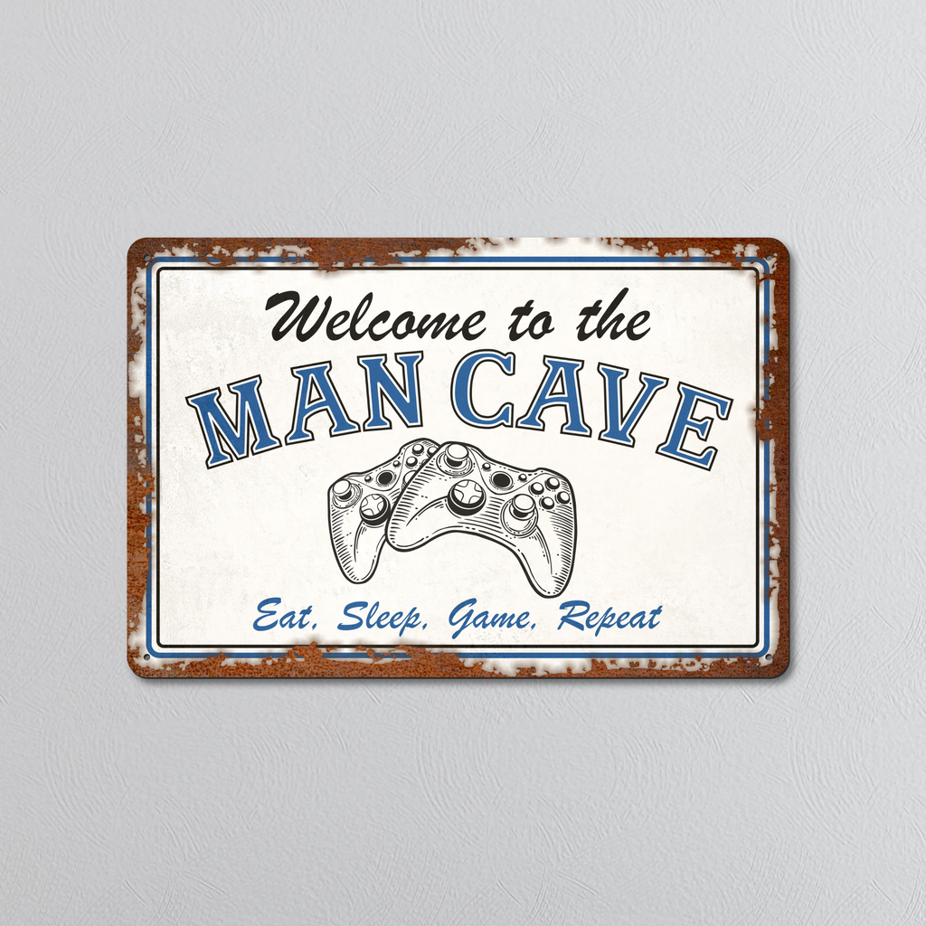 Gaming Man Cave | Rustic Effect Metal Sign