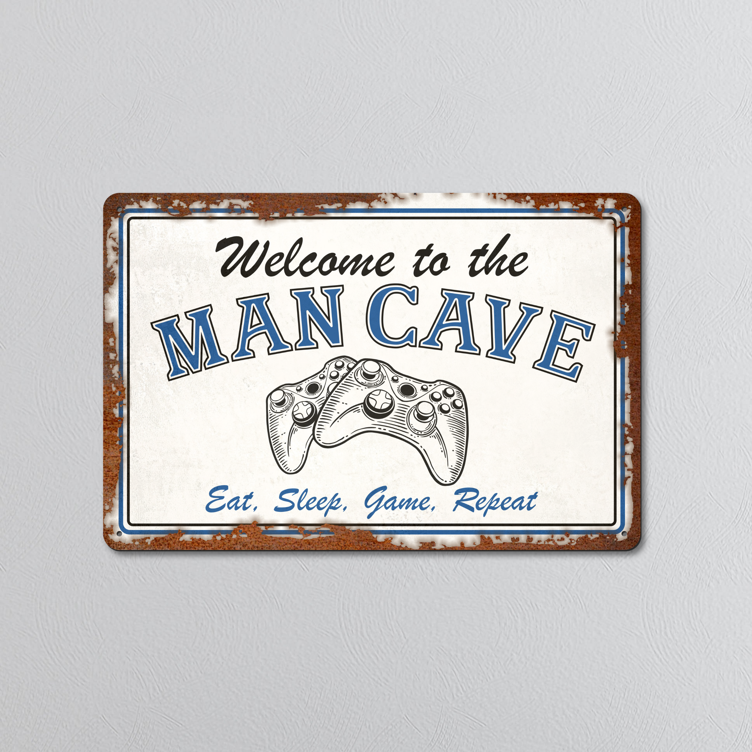 Gaming Man Cave | Rustic Effect Metal Sign