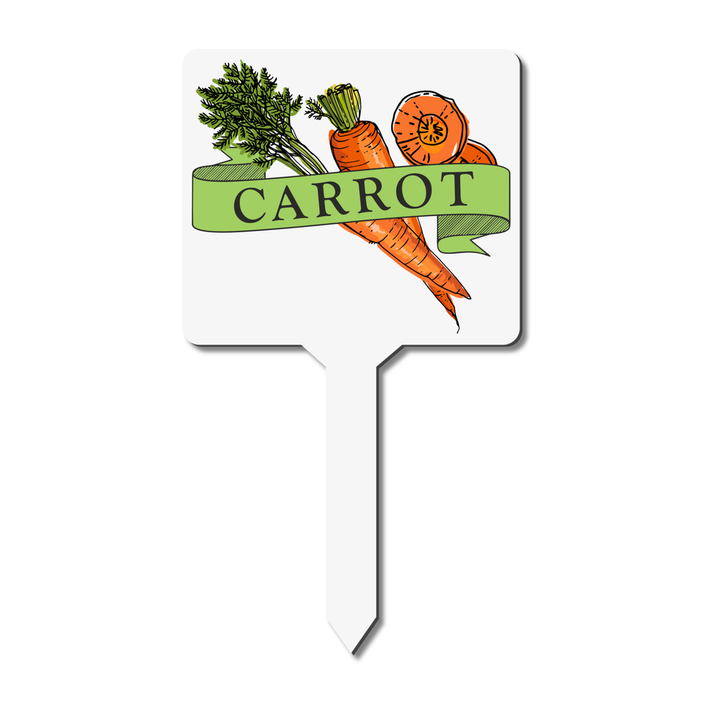 Garden marker with carrot illustration 