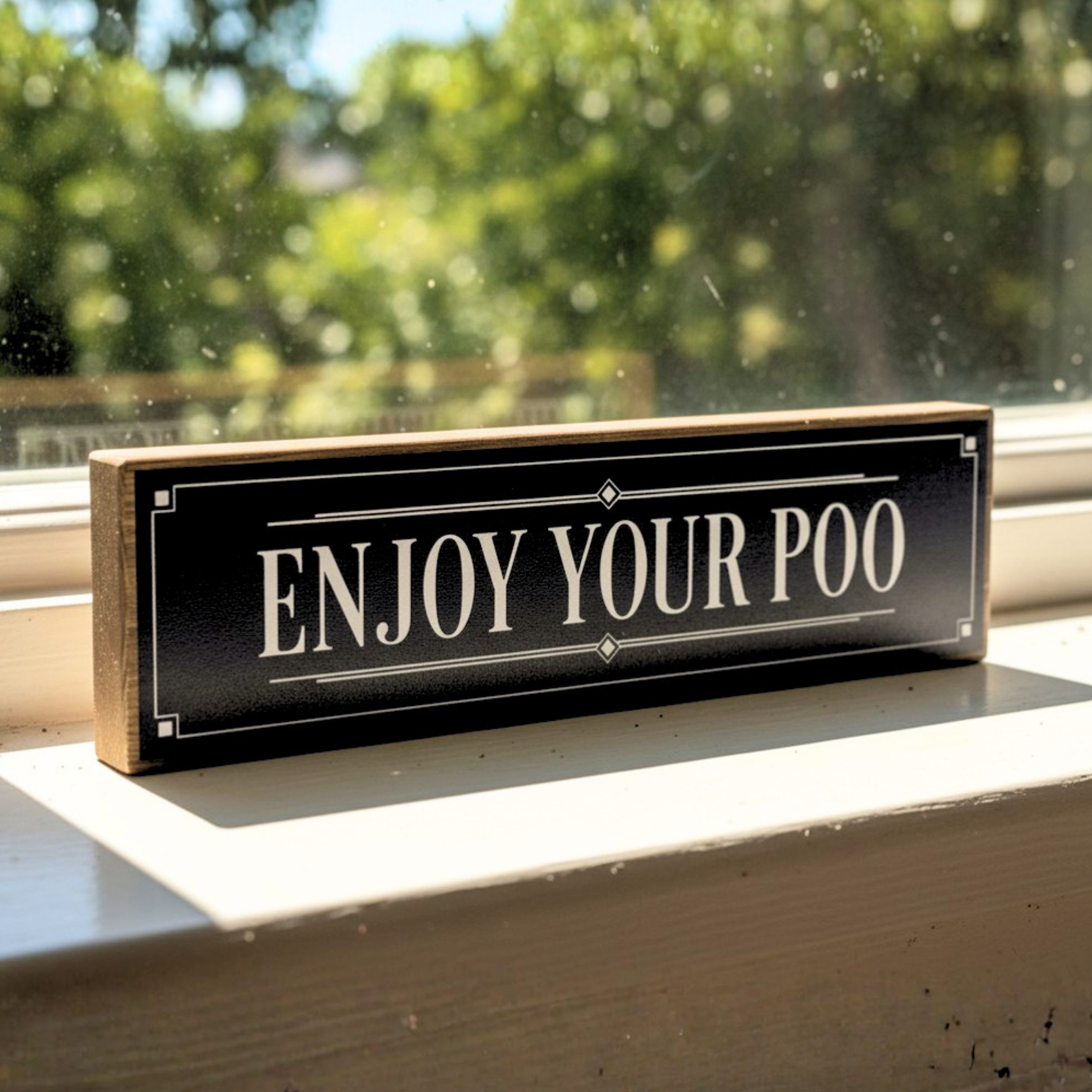 Enjoy Your Poo | Rustic Block Shelf Sitter