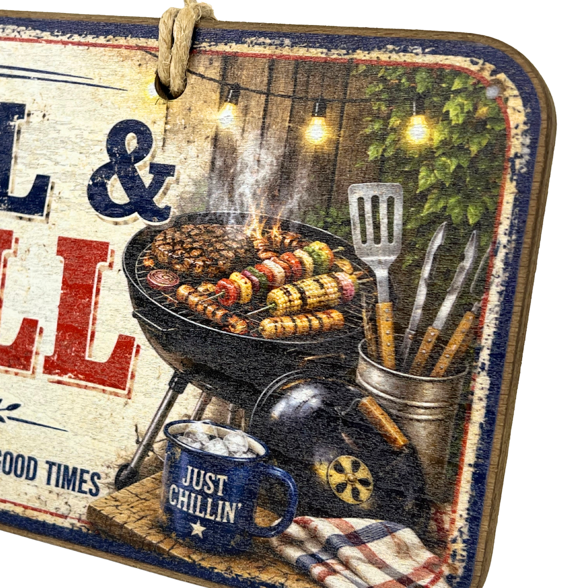 Grill & Chill - Wooden Outdoor Sign