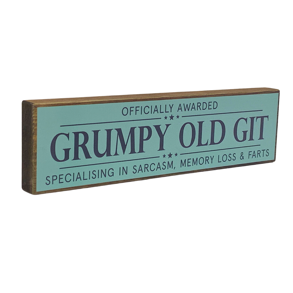 Grumpy Old Git | Rustic Block Shelf Sitter