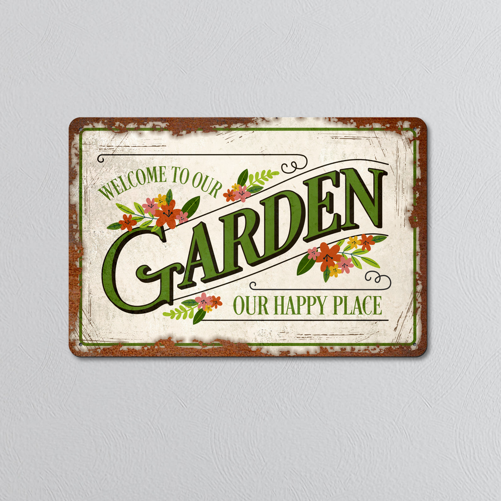 Welcome To Our Garden | Rustic Effect Metal Sign