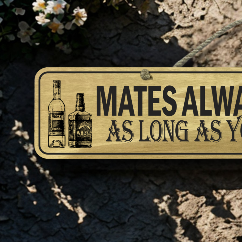 Mates Always Welcome - Wooden Outdoor Sign
