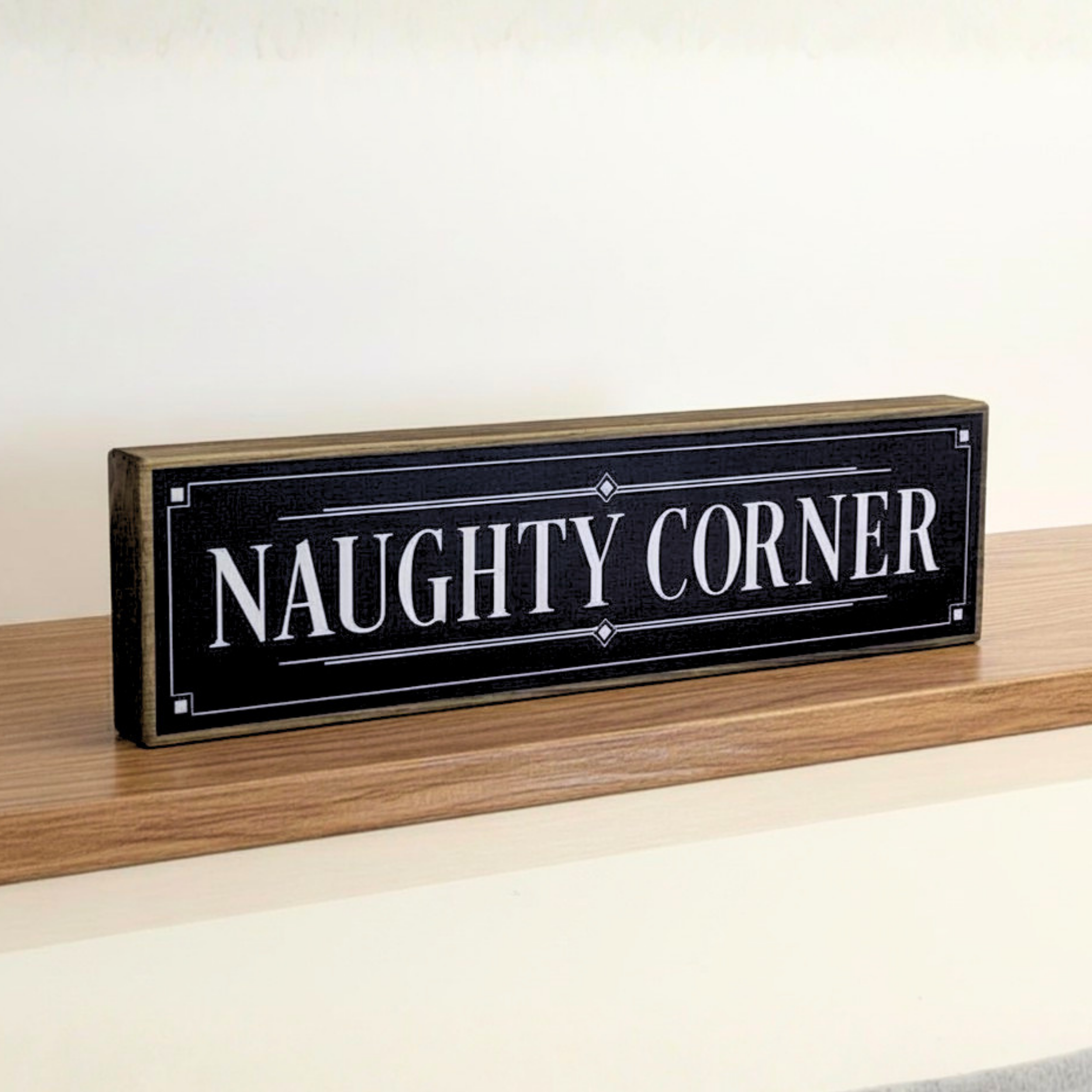 Naughty Corner | Rustic Block Shelf Sitter