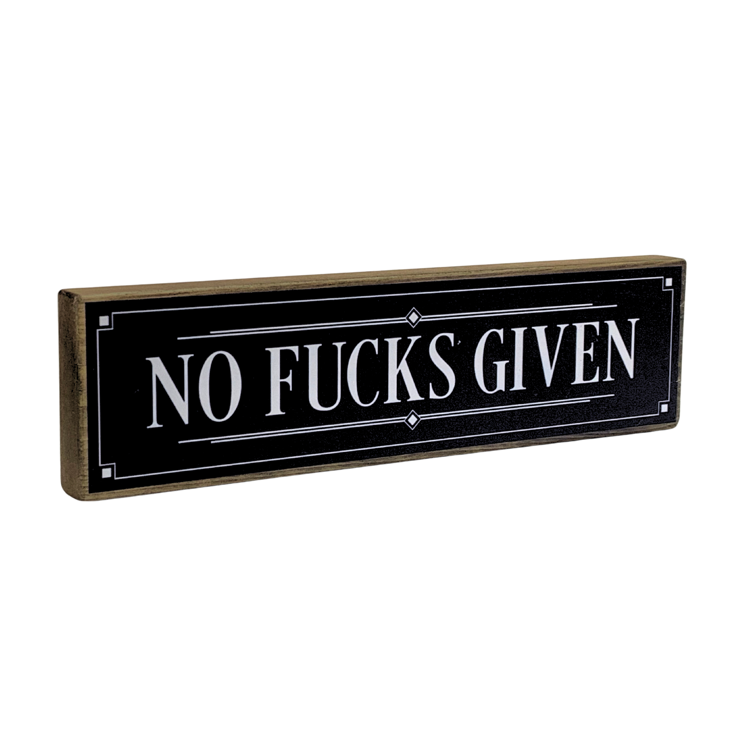 No Fucks Given | Rustic Block Shelf Sitter
