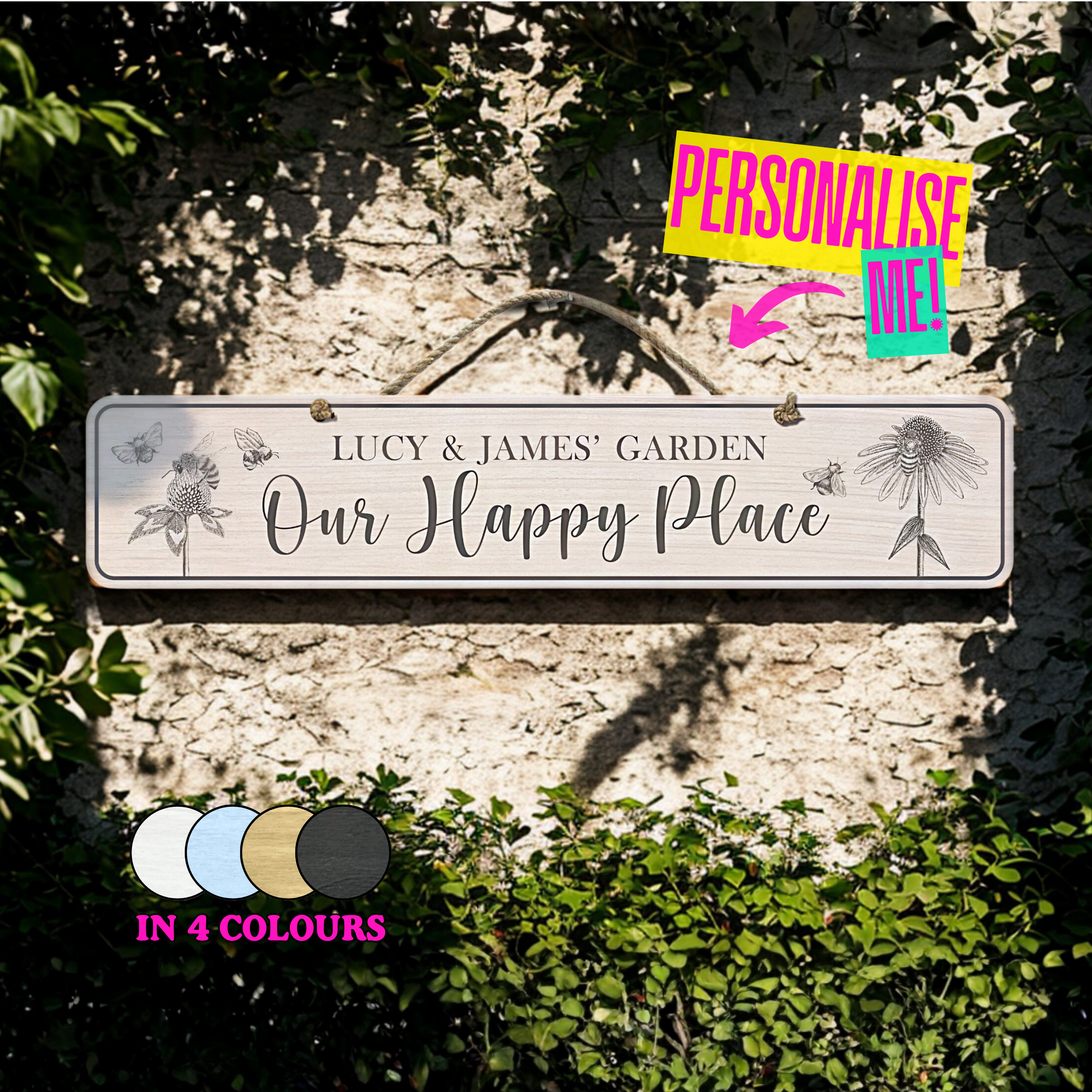 Personalised Outdoor Sign 'Our Happy Place'