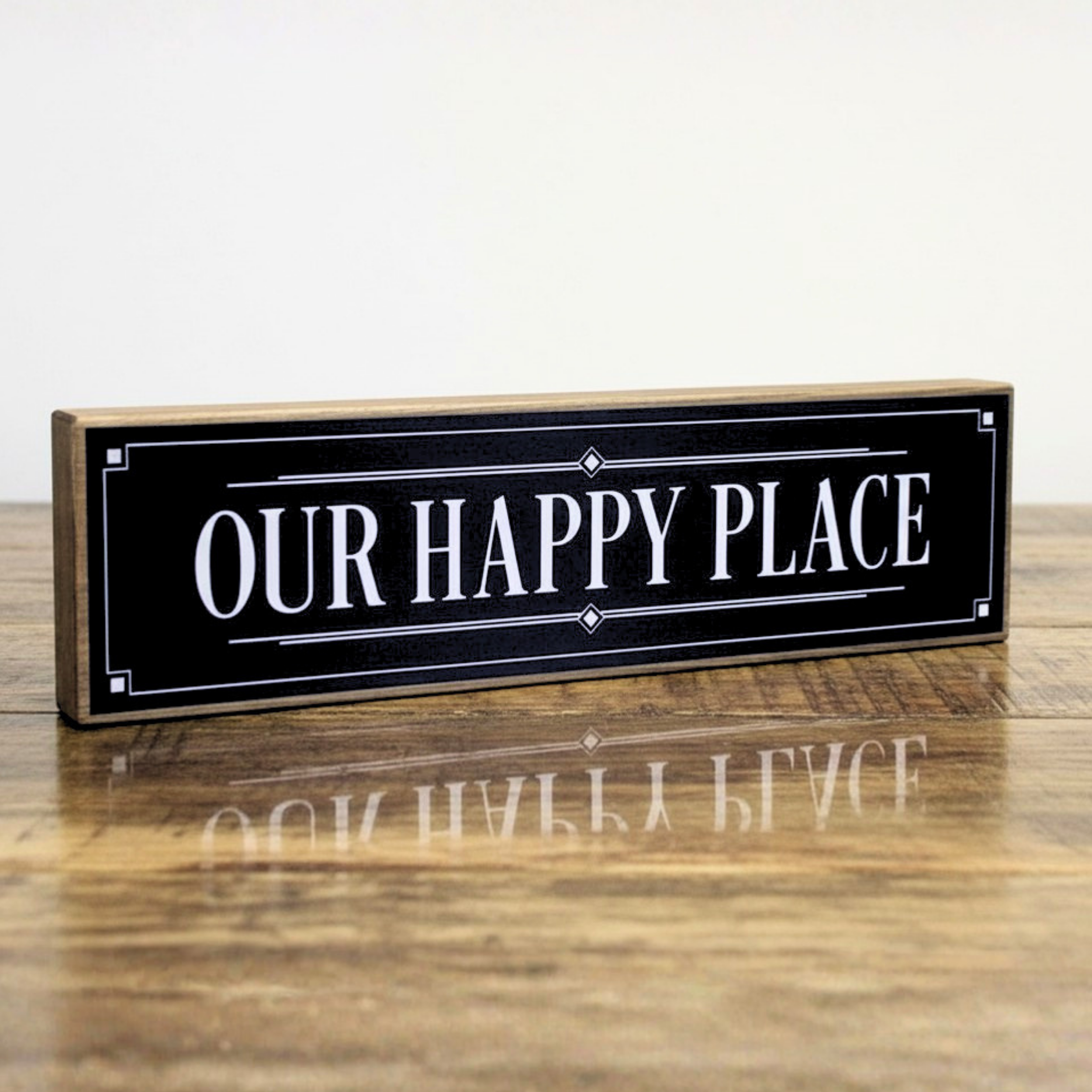 Our Happy Place | Rustic Block Shelf Sitter