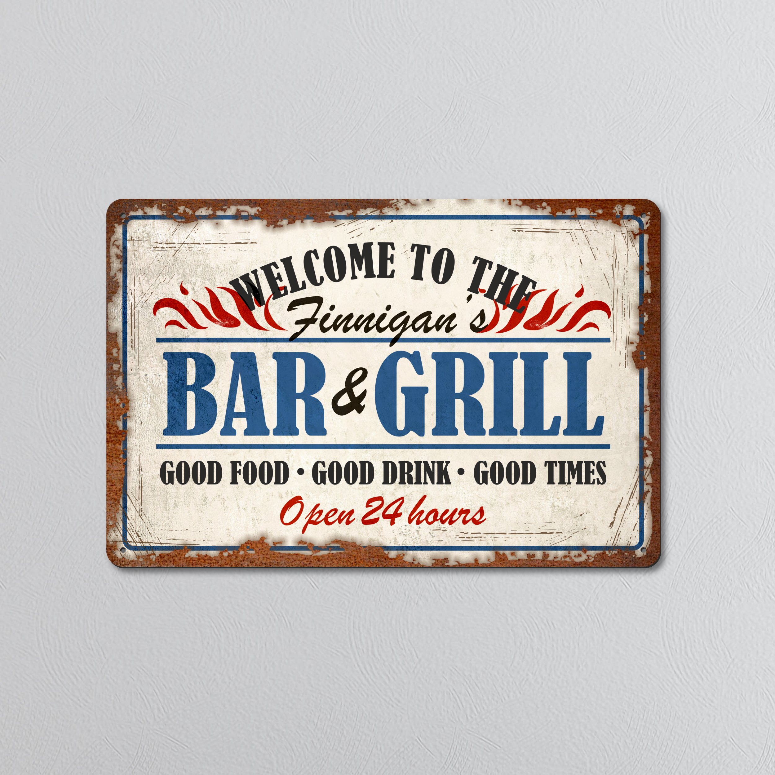 Personalised Bar & Grill | Rustic Effect Metal Sign