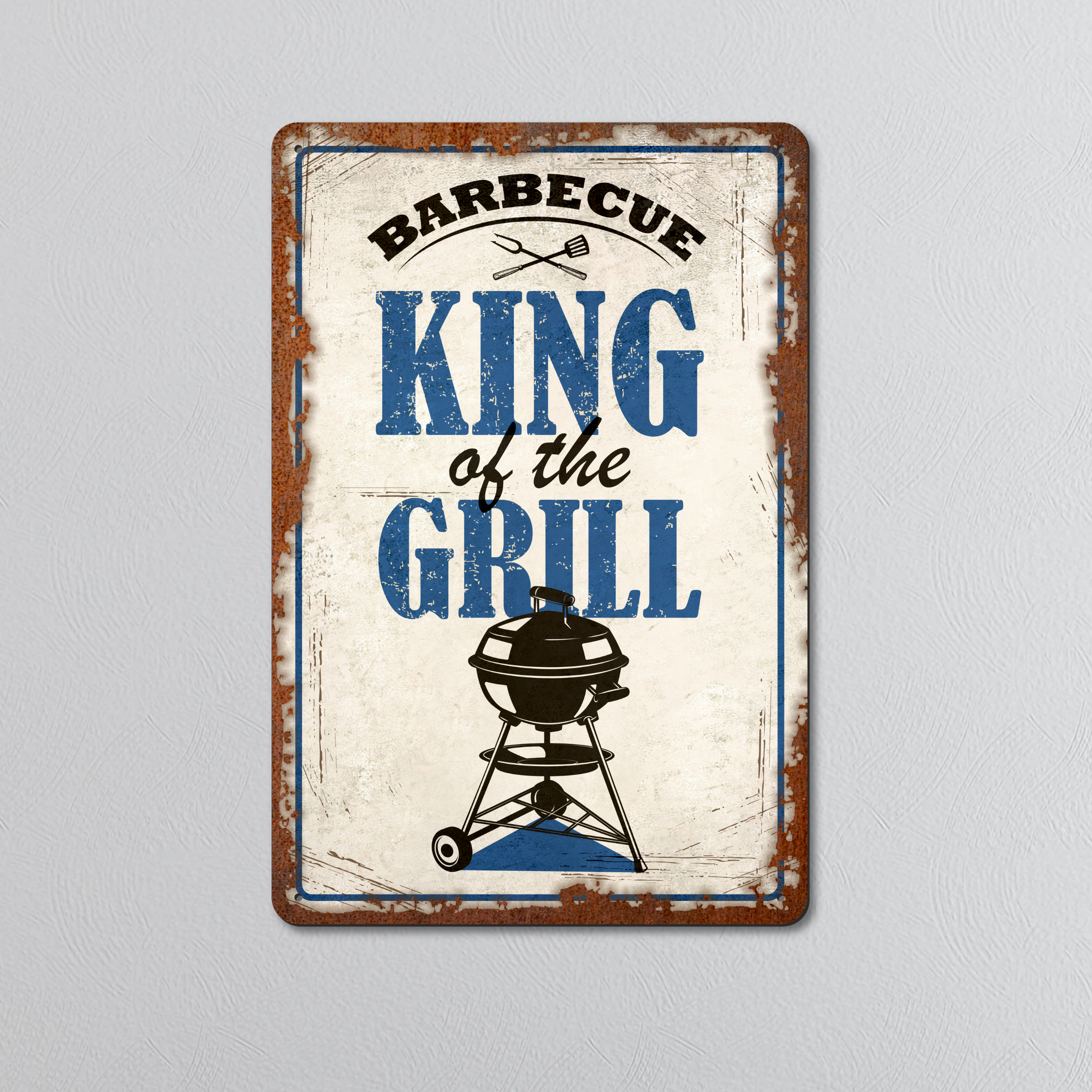 King of the Grill | Rustic Effect Metal Sign