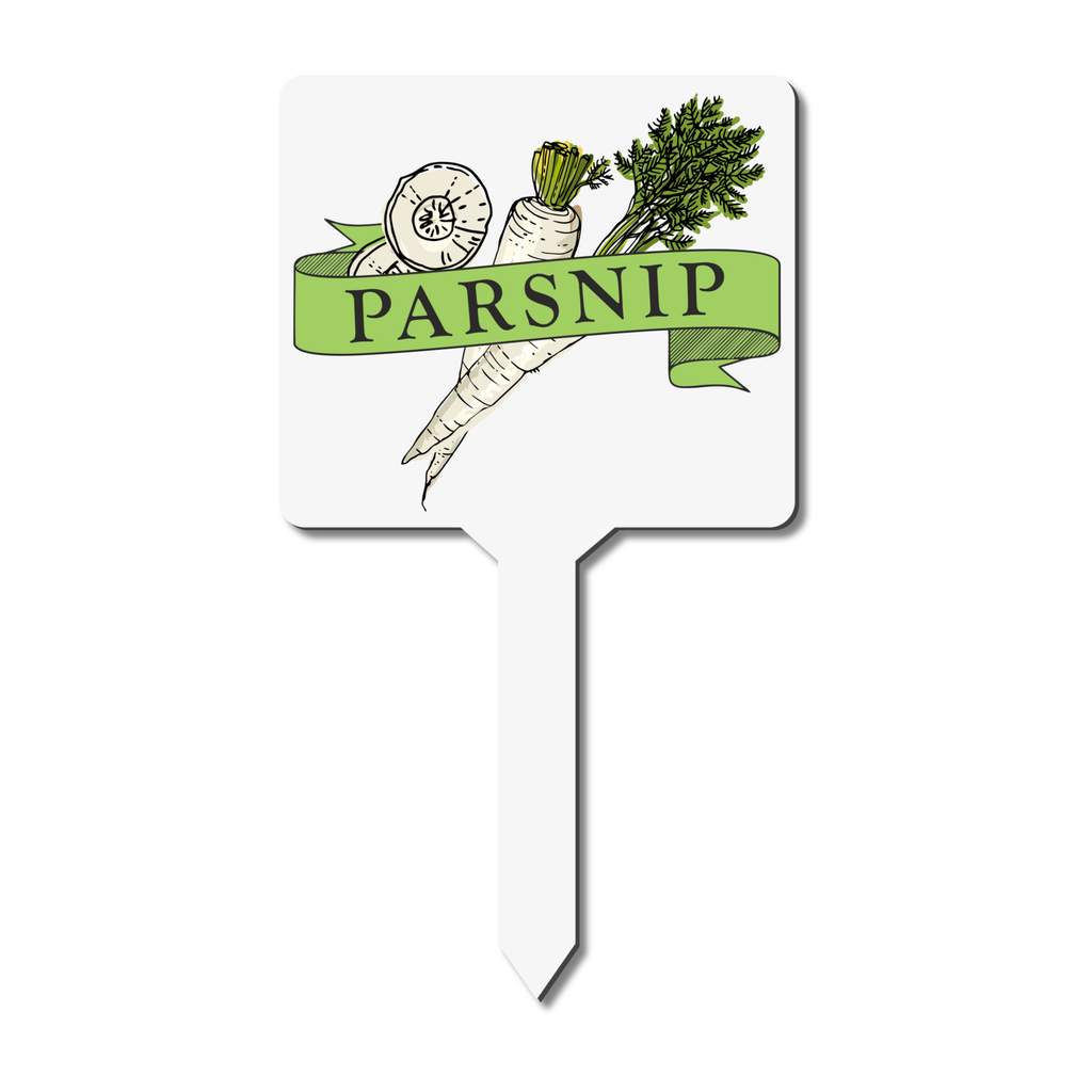Plant marker with parsnip illustration and label 