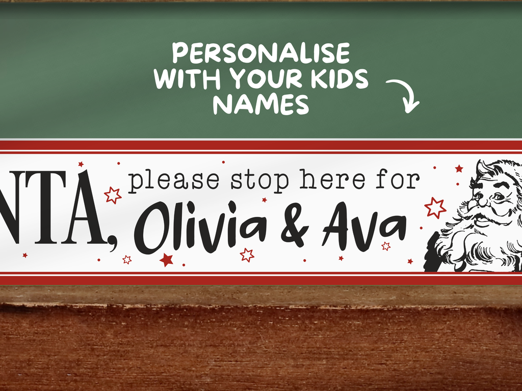 Personalised Santa Stop Here | Wooden Christmas Sign