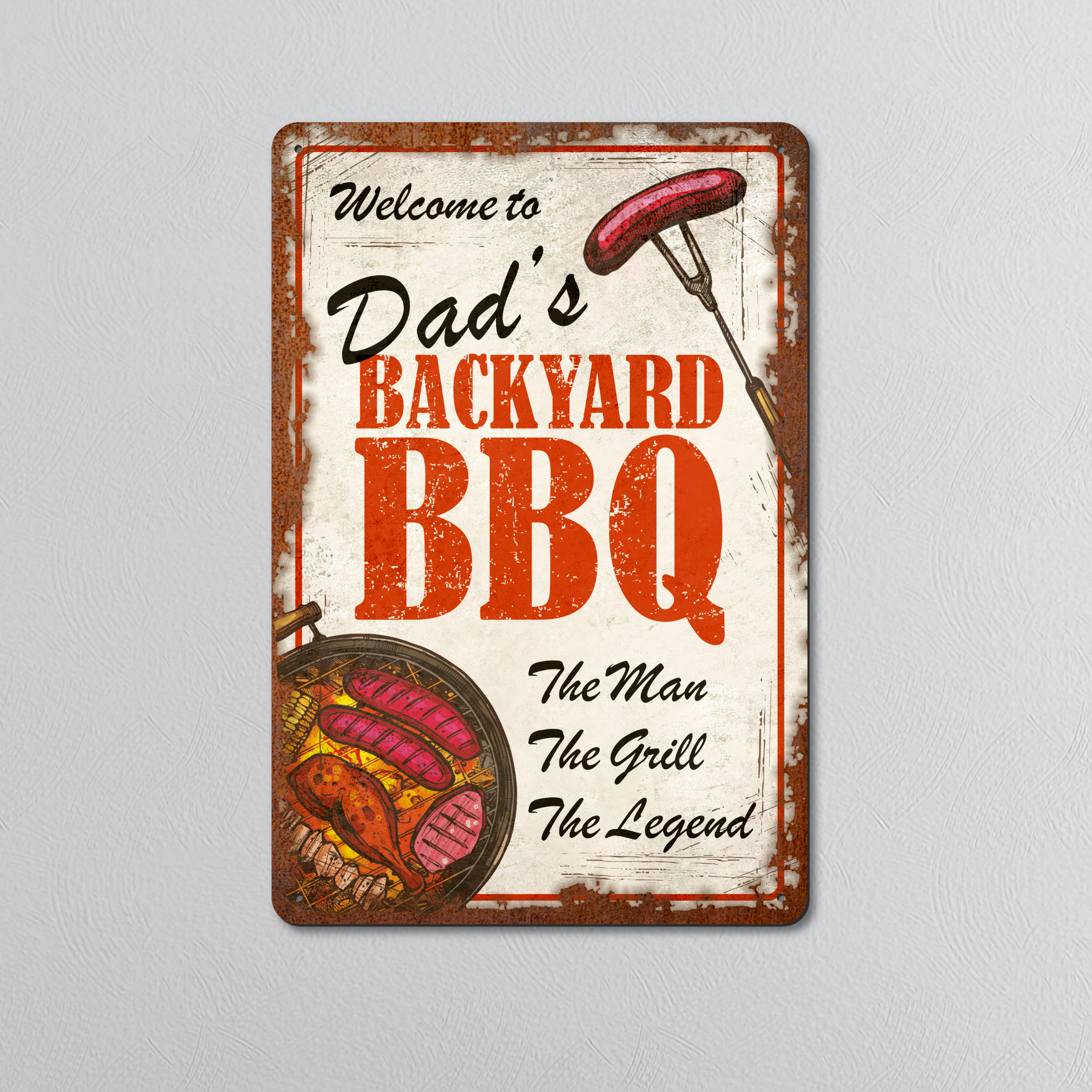 Dad’s Backyard BBQ | Rustic Effect Metal Sign