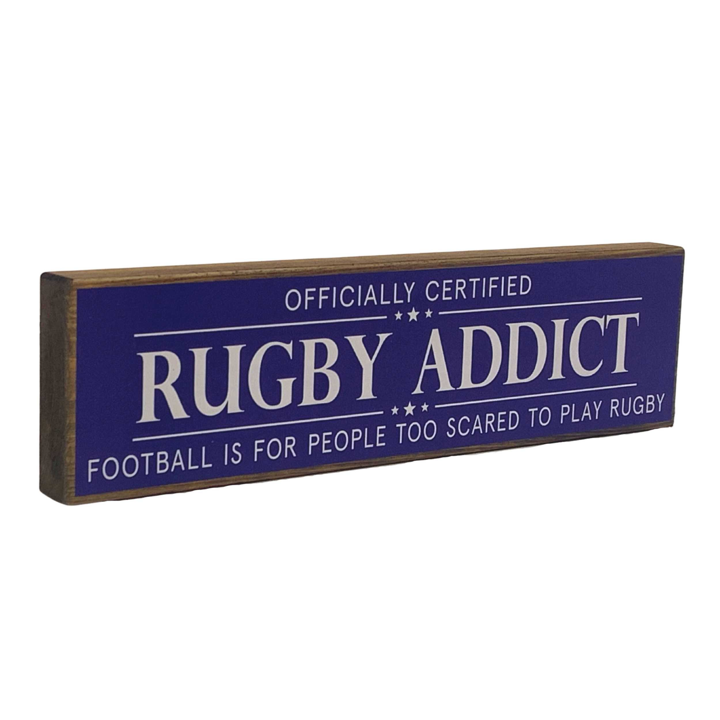 Rugby Addict | Rustic Block Shelf Sitter