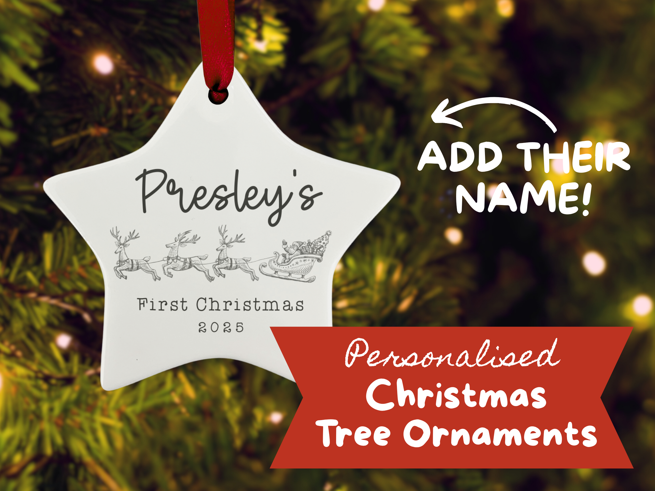 Personalised Baby's First Christmas (Santa) - Christmas Tree Ornament
