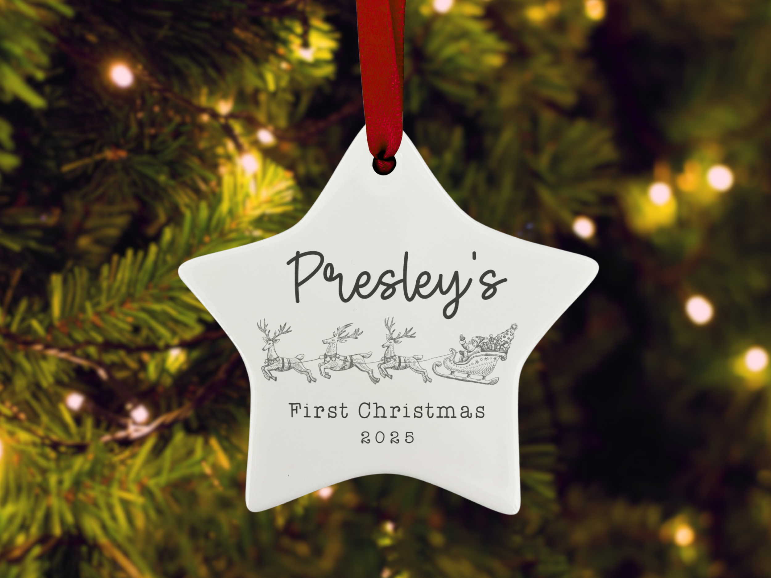 Personalised Baby's First Christmas (Santa) - Christmas Tree Ornament