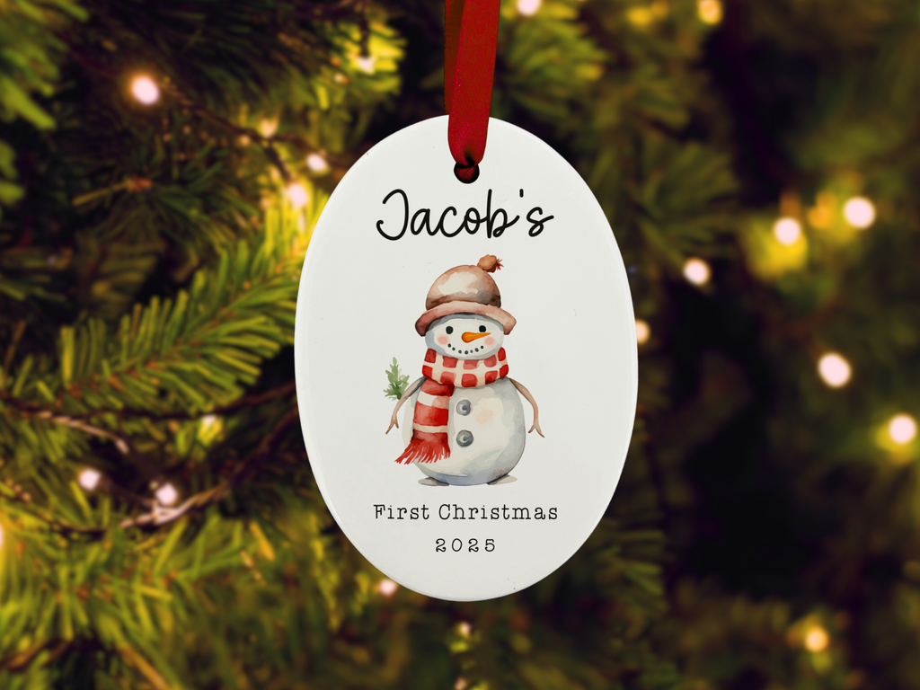 Personalised Baby's First Christmas (Snowman) - Christmas Tree Ornament
