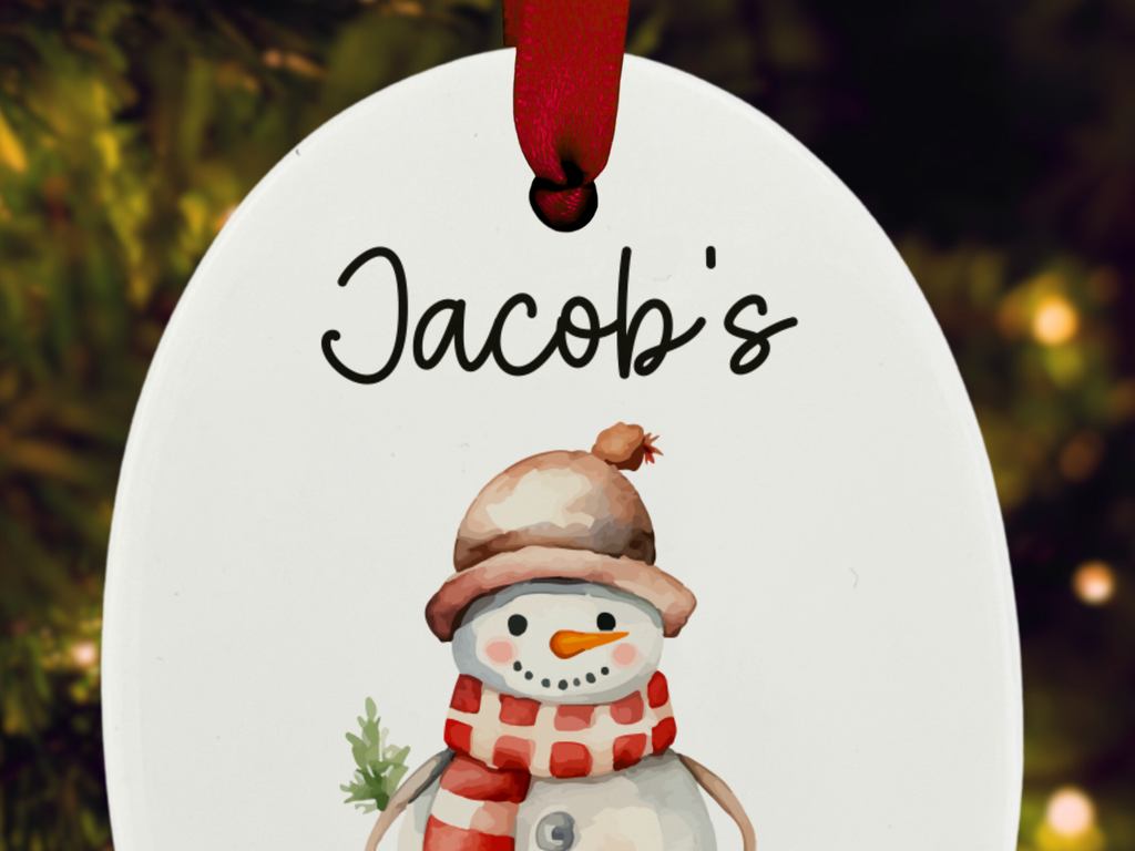 Personalised Baby's First Christmas (Snowman) - Christmas Tree Ornament