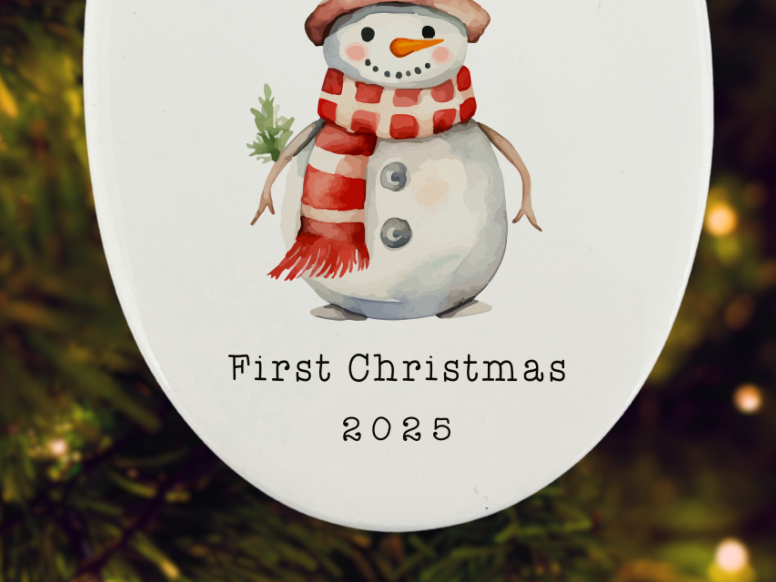 Personalised Baby's First Christmas (Snowman) - Christmas Tree Ornament