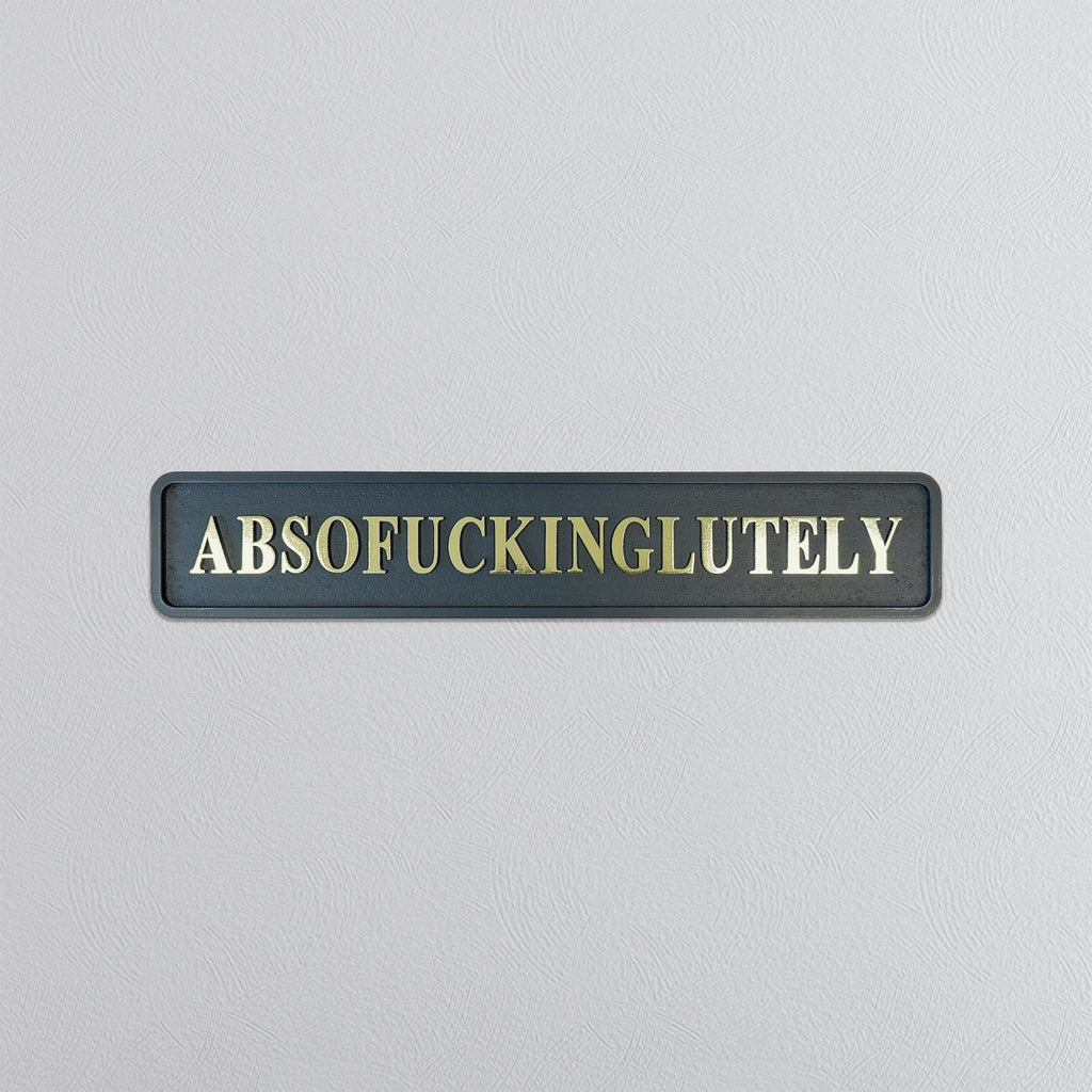 Foiled street sign in black with gold foiled lettering