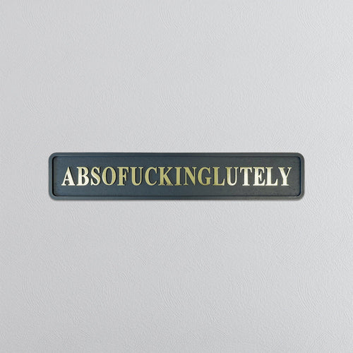 Foiled street sign in black with gold foiled lettering