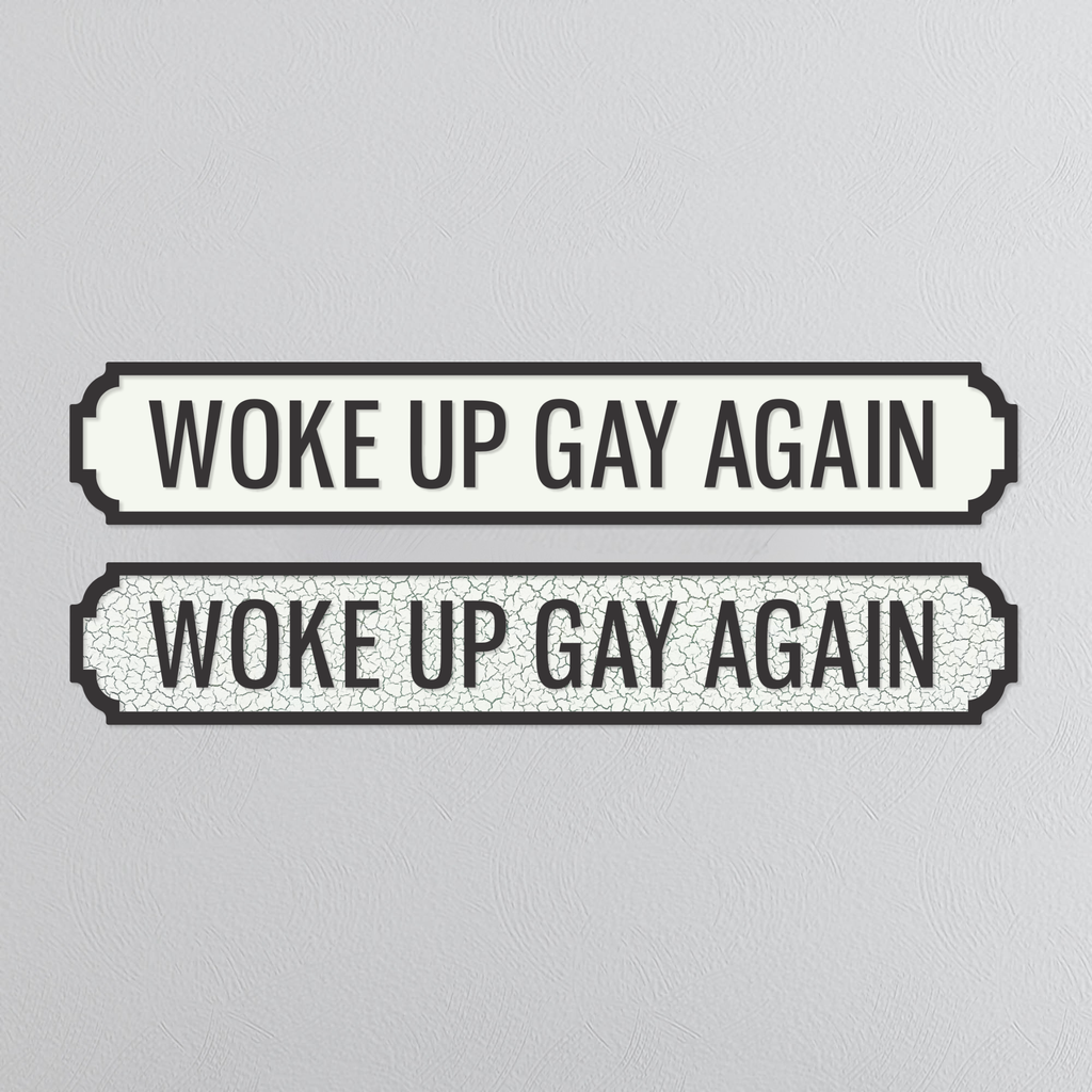 Woke Up Gay Again - Vintage Street Sign