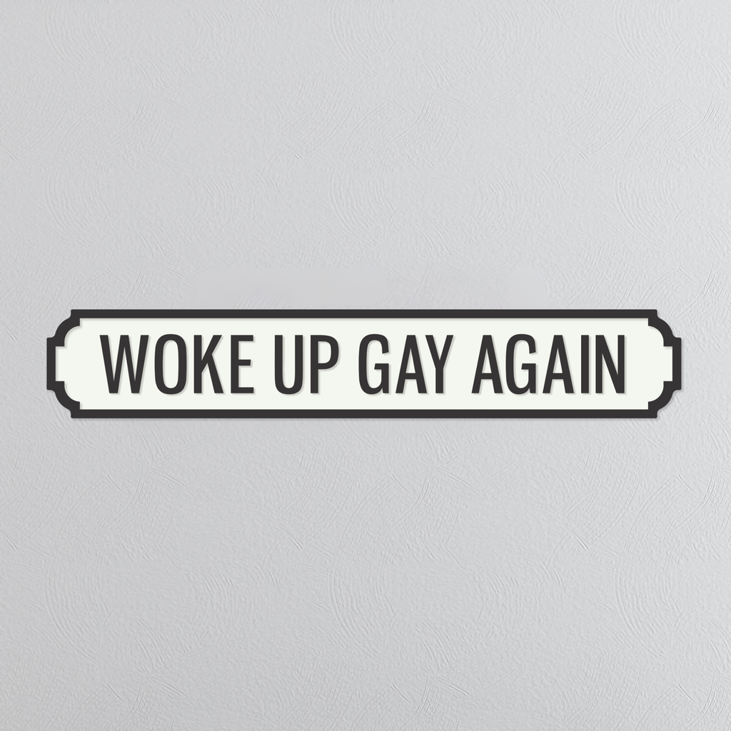 Woke Up Gay Again - Vintage Street Sign