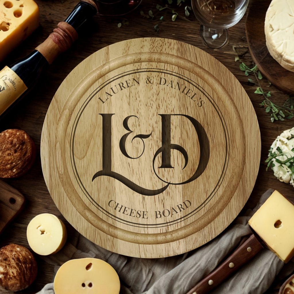 Personalised Initials Cheese Board Set - Wood