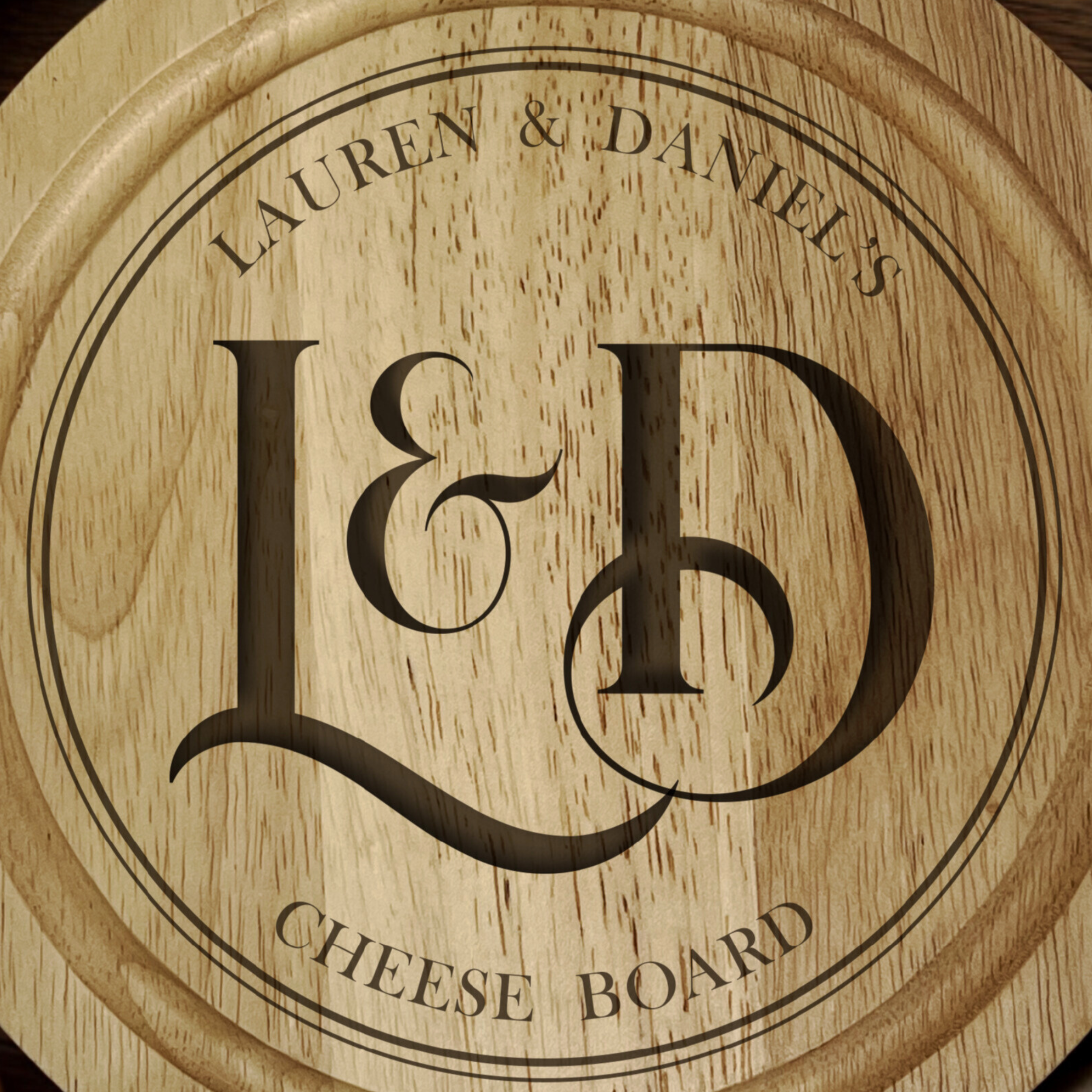 Personalised Initials Cheese Board Set - Wood