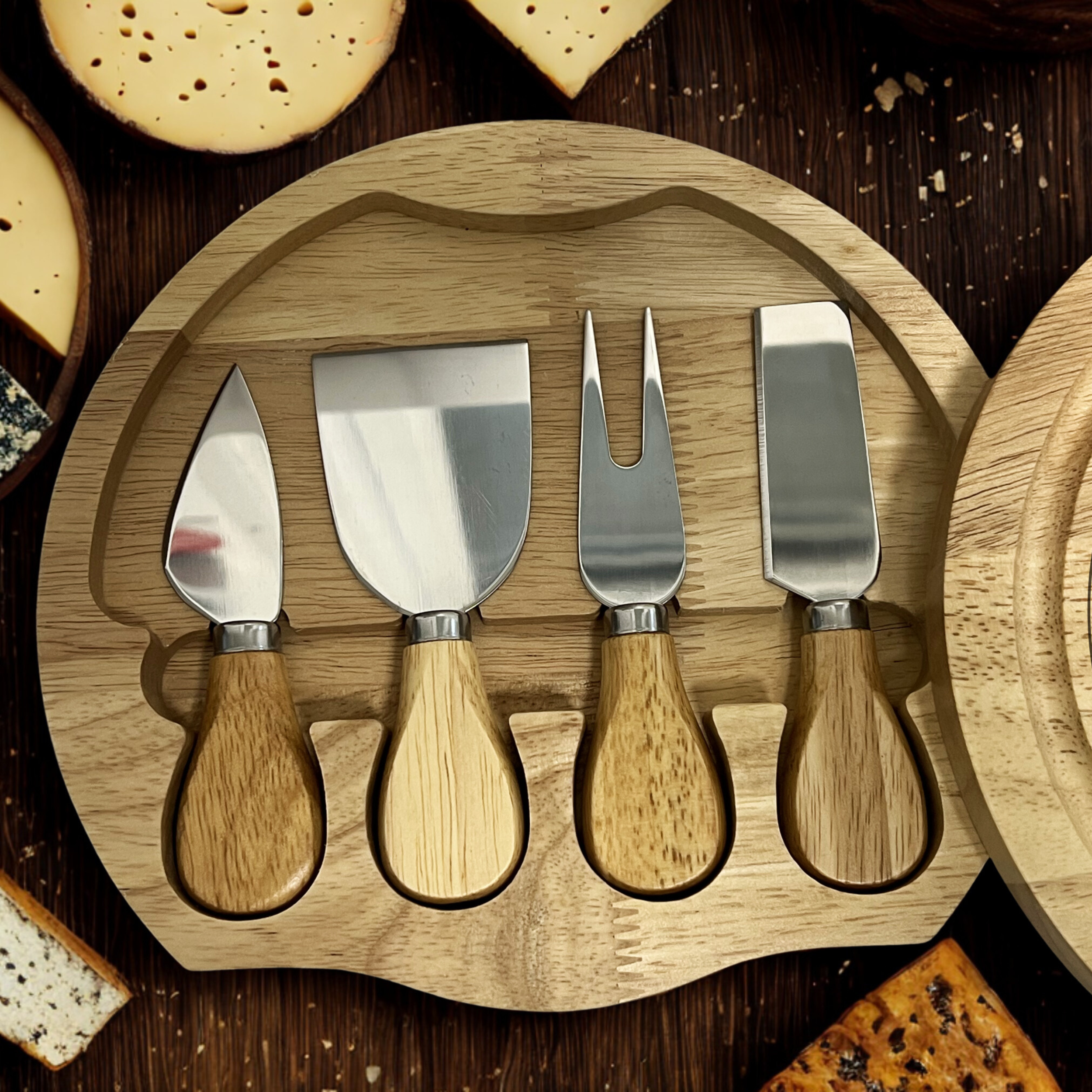 Personalised Initials Cheese Board Set - Wood