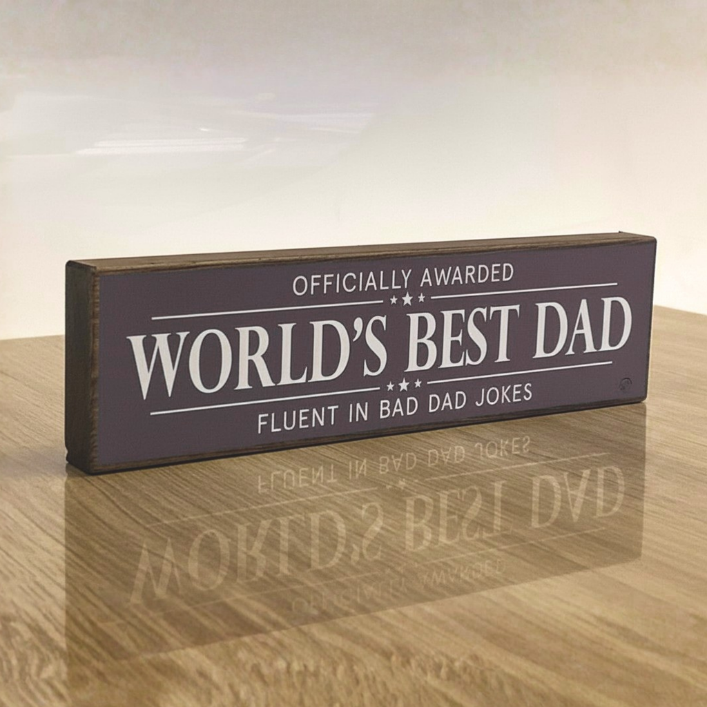 World's Best Dad | Rustic Block Shelf Sitter