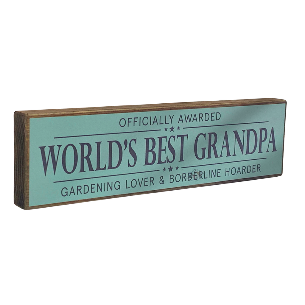 World's Best Grandpa | Rustic Block Shelf Sitter