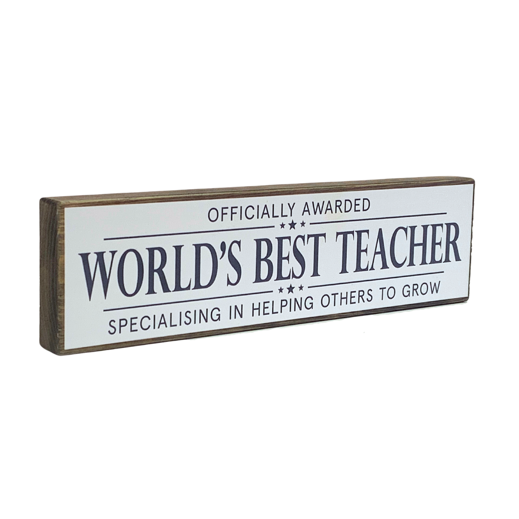 World's Best Teacher | Rustic Block Shelf Sitter