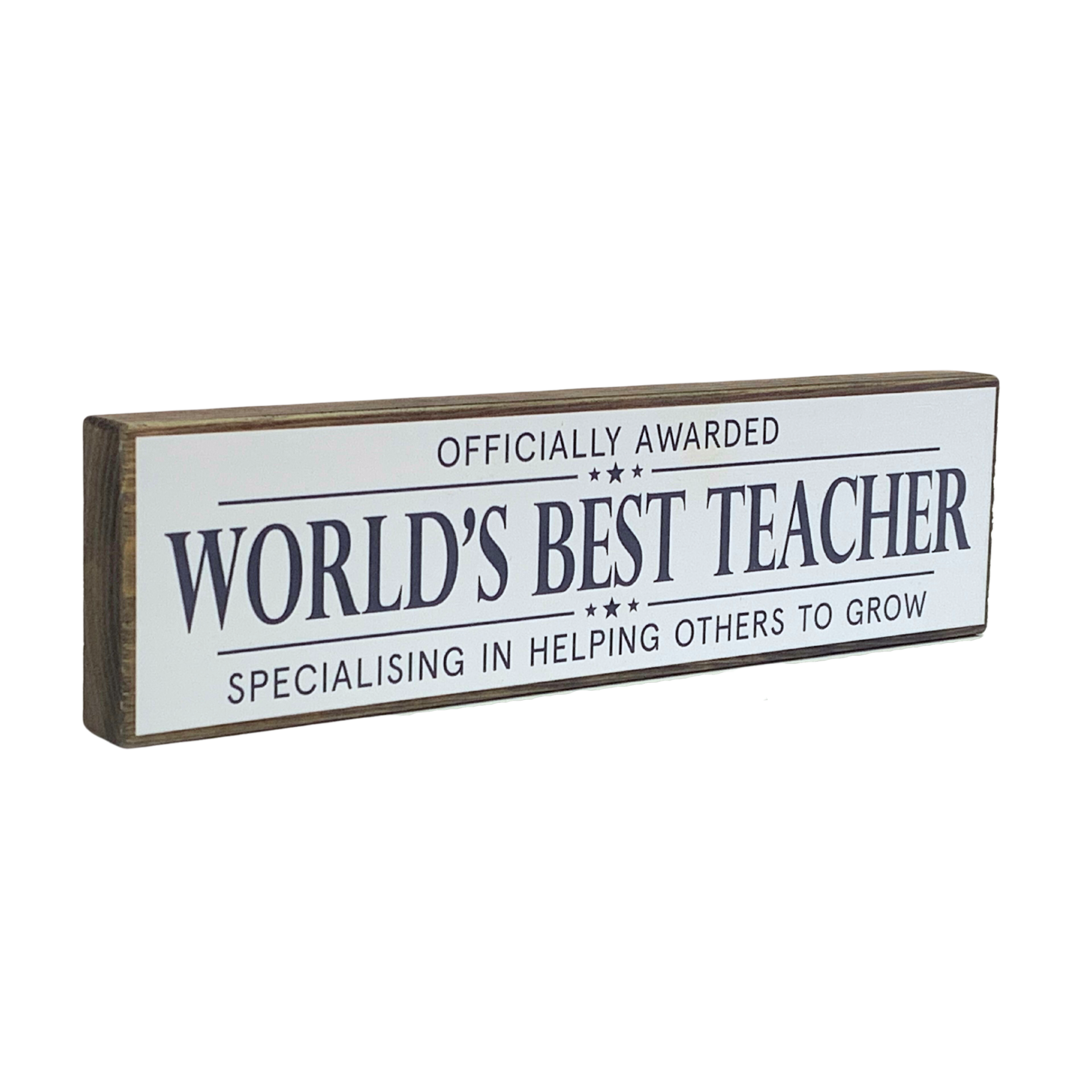 World's Best Teacher | Rustic Block Shelf Sitter