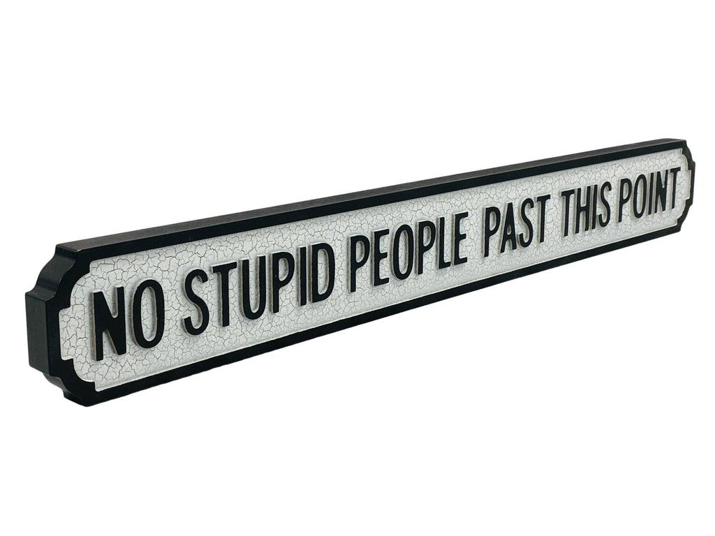 No Stupid People Past This Point | Vintage-Style Street Sign