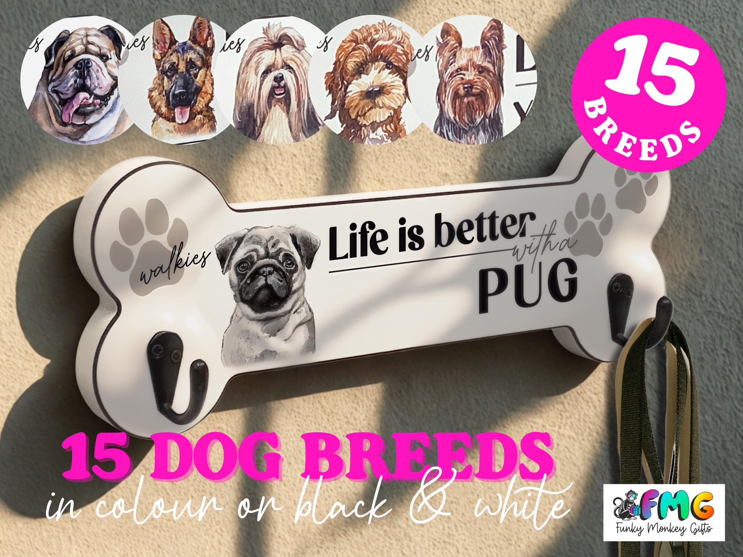 Dog Breed Illustration | Bone-Shaped Lead Hanger