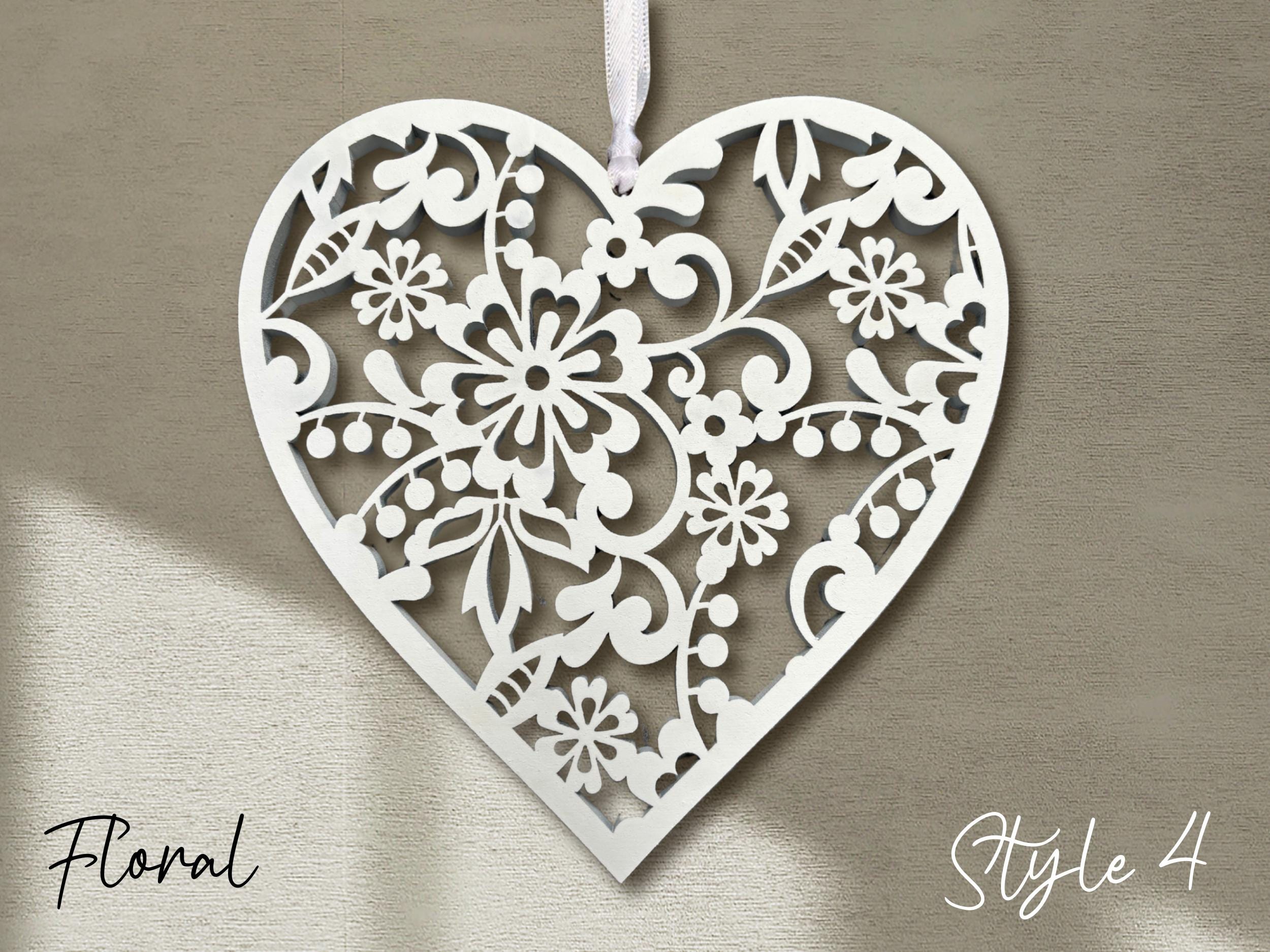 Fretwork Hearts | White Hanging Ornaments (Multiple choices)