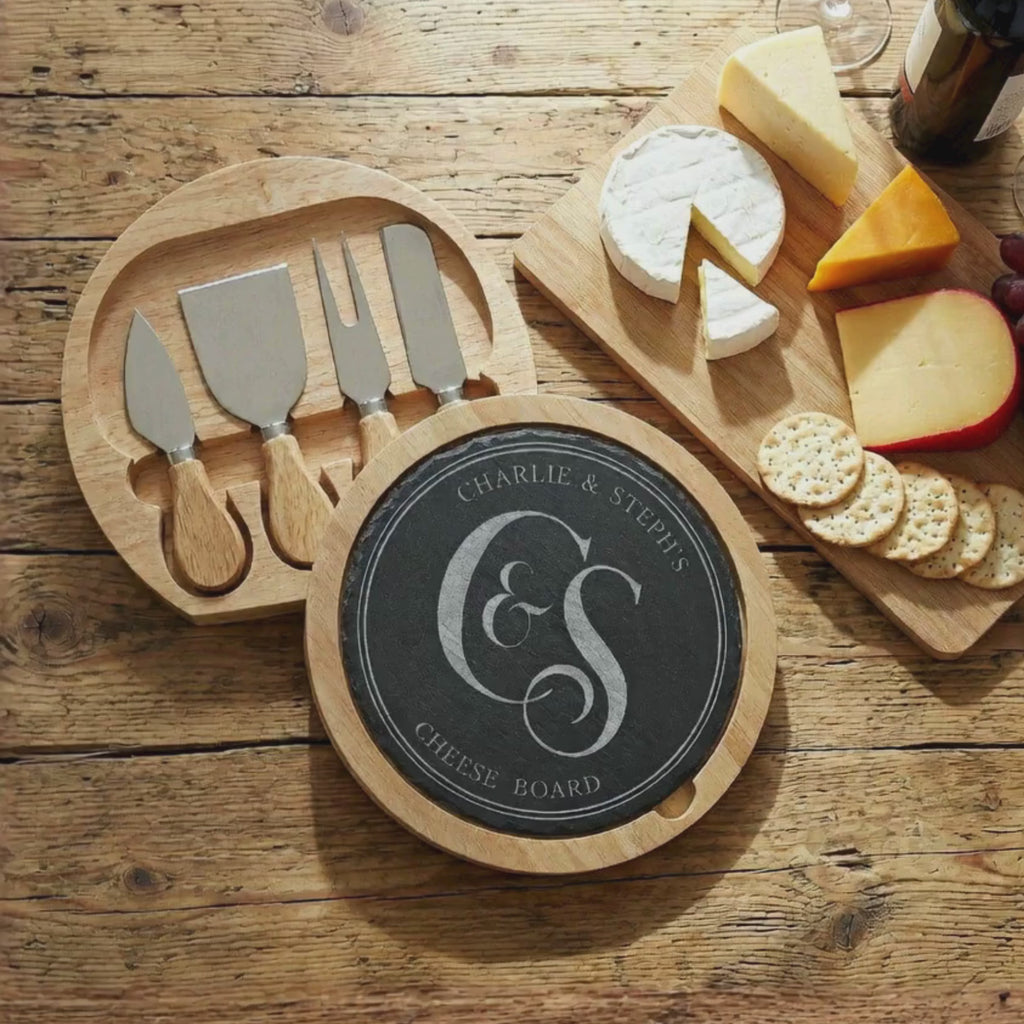 Personalised Initials Cheese Board Set - Slate